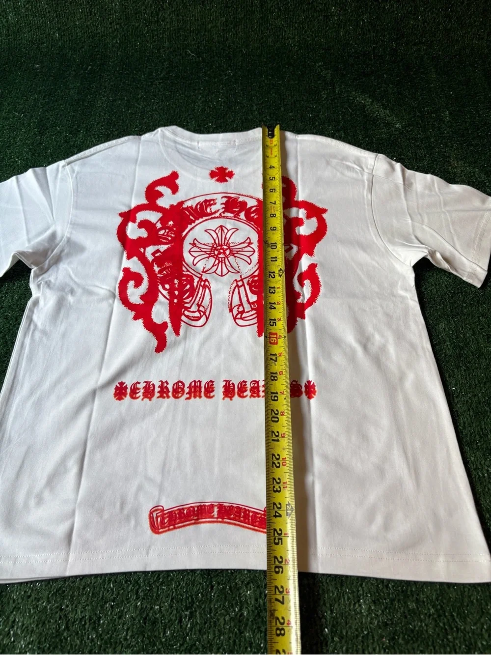 Chrome Hearts White Short Sleeve Tee with Red Crest - Picture 6 of 6